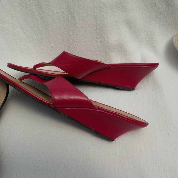 Lot of 4 Pair Vintage Callisto Leather Slip-on Wedge Sandals SZ 8 - Picture 7 of 14